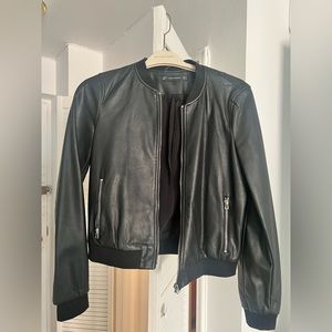 Zara Black Faux Leather Bomber Jacket - Size Medium - Never been worn
